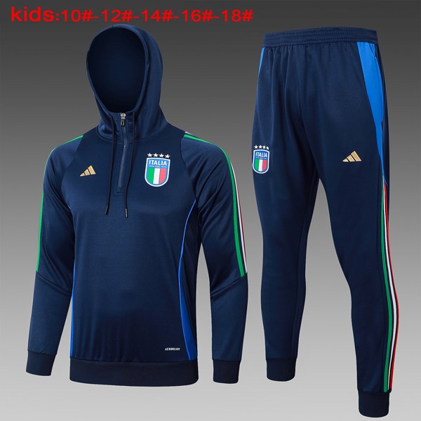 Niños Sudadera Con Capucha Italia 2024-25 Azul 3